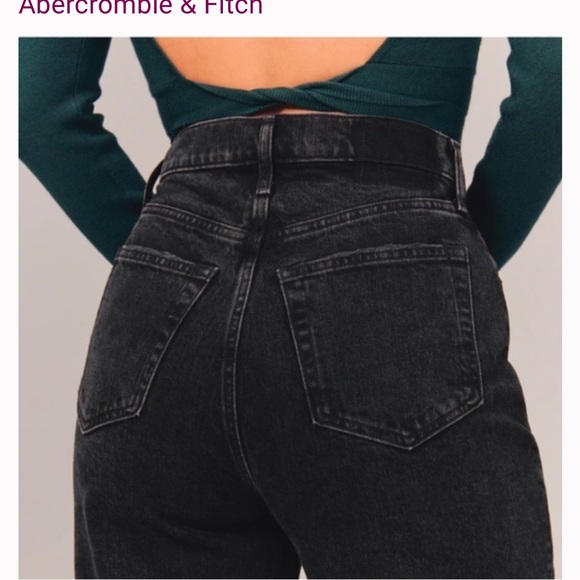 Abercrombie & Fitch Curve Love The Dad High Rise Jean w/ Criss-Cross Waistband - Picture 3 of 10